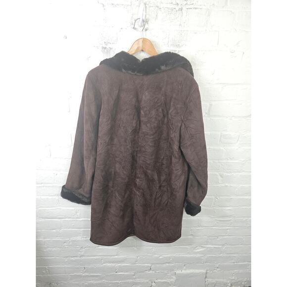 Talbots Women's Faux Fur Collar Overcoat Jacket Long Sleeve Brwon Size Large P - Picture 2 of 3